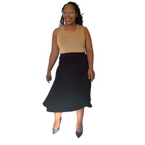 Chicos Travelers Skirt Size 2 High Waist Midi Swing Slinky Stretch